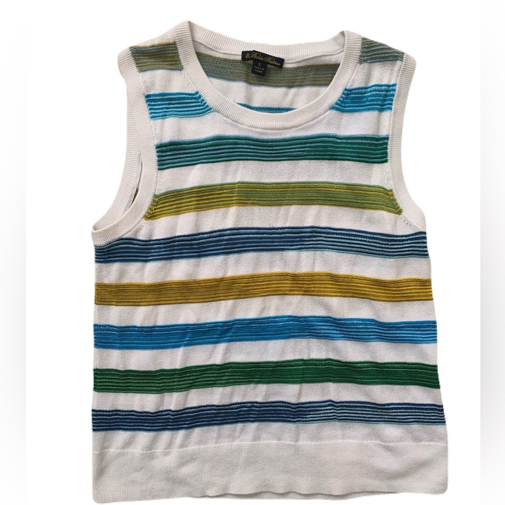 Brooks Brothers S Women Tank Top Striped Multicolor Sleeveless Cotton/Viscose